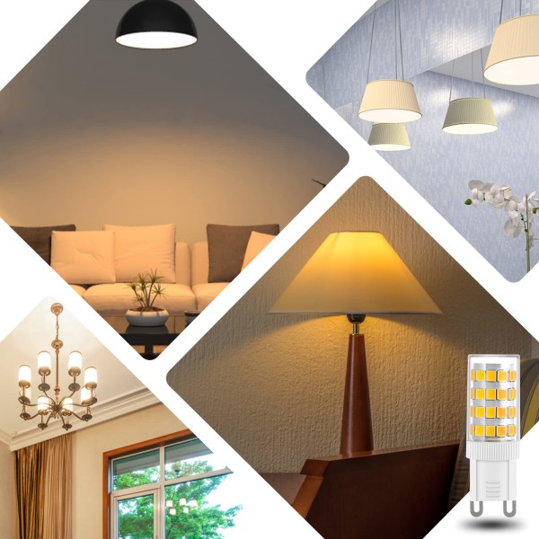 G9 LED-pærer Varmt Hvit, 5W, 500LM, 3000K, Erstatning for 40W G9 Halogenpære, Flimmerfri Ikke-dimbar for Belysningsdekor, Kronelys, 10-pakning