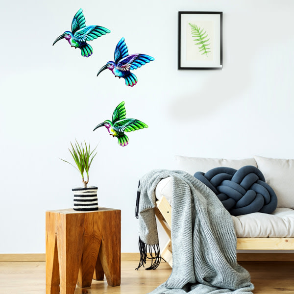Smidesjärn fågelvägghängande prydnad Utsøkt målad heminredning for stue soverommet trädgårdsblå