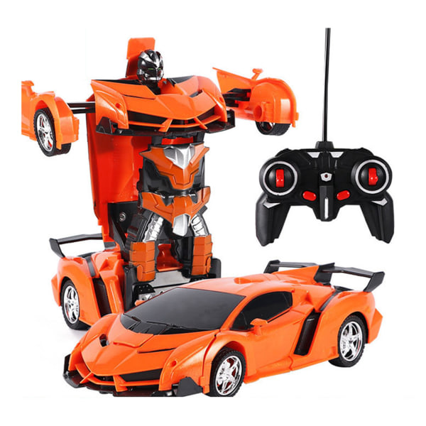 Barns fjernkontrol Robot bil Transformator Leksak Anti-Fall Pussel Billeksaker til barn Pojke Flicka Orange