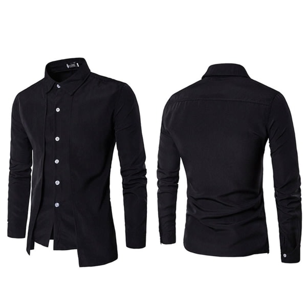 Herröverdelar långärmad skjorta Formell affärsskjorta Black L