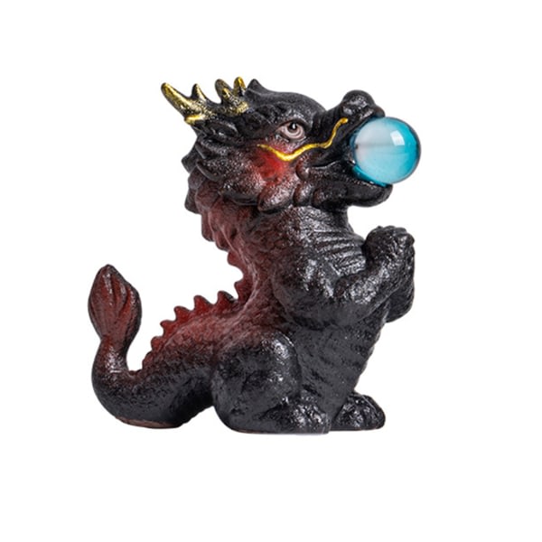 Lyx Dragons Tea Pet med lekande pärlor Mode Stall Dekorativt hantverk Present till vänner Perhe Svart Liten storlek