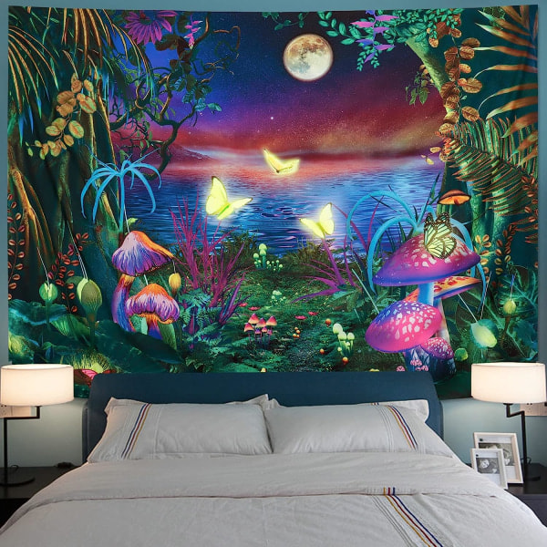 Dream Forest Tapestry Mushroom tapetti UV-heijastava Butterfly A