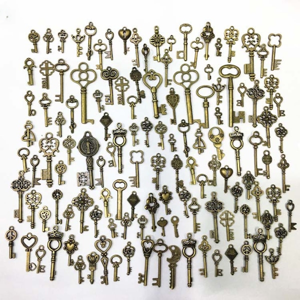 Vintage Skeletnøgle Charm, Blandet Antik Stil Broche[YD]
