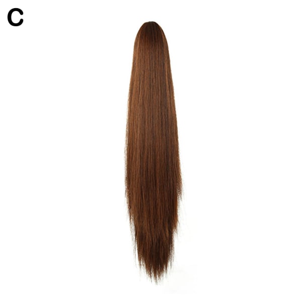 Syntetisk lang rett klo hestehale parykk Clip In Hair n Hairp light brown One-size