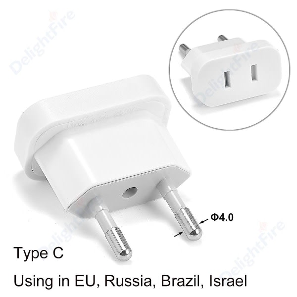 Us to Eu Plug Adapter Usa to Europrean Adapter Power Converter Reseadapter Usa Eu Converter Eluttag AC uttag 4.0mm white 1pcs