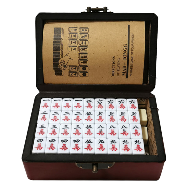 Mini Travel Fritid Mahjong Med Bärväska Mind Träning Pusselspel för familjesammankomster Två färger