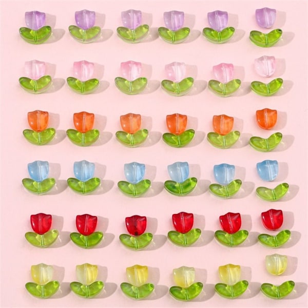 320 st Tulpanblommor Pärlor Glas Lösa Pärlor Handgjorda