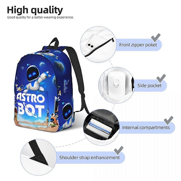 Astrobots Gaming Ryggsäck för Män och Kvinnor - Trendig Ryggsäck för Högstadiet, Vandring, Laptop, Axelväska, Gåva 3 st S 3