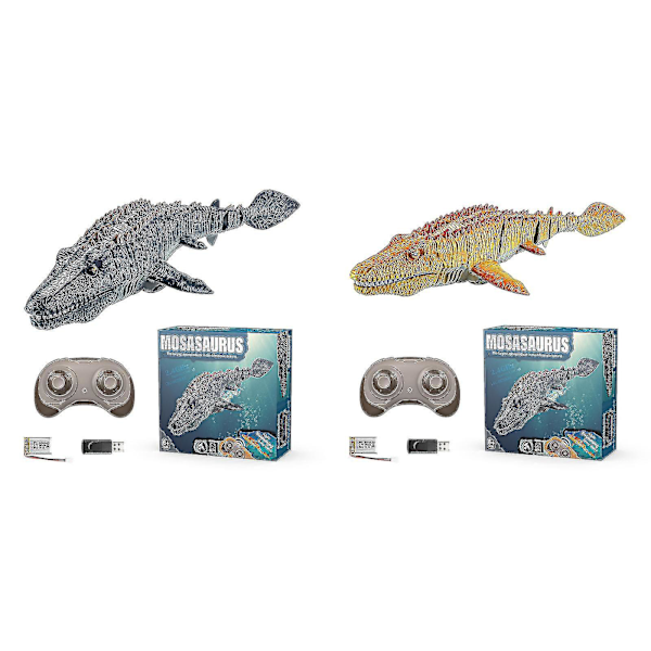 Sofirn Fjernkontroll Mosasaurus Badingleke for Barn, 1:18 Skala RC Dinosaurbåt med Lys og Vannspray