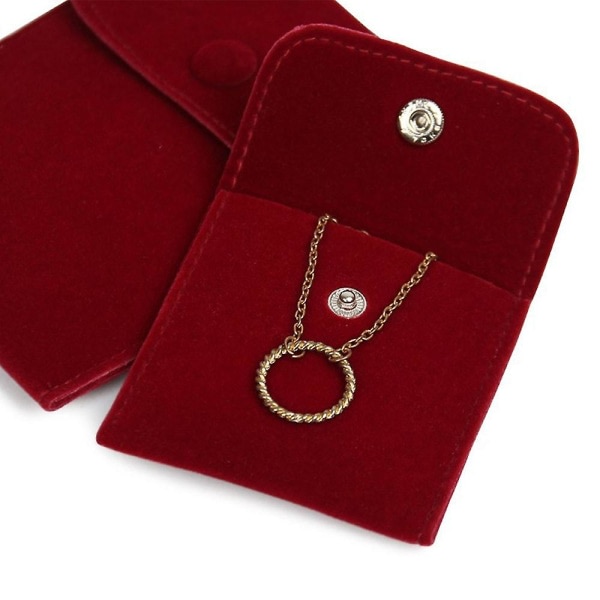Liten smyckesväska med trykknapper, 5 förvaringspåsar i forskellige størrelser Rödröd