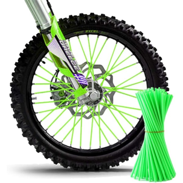 72 st/pack Universal hjulfälg ekerskydd ekeromslag Motocross ekerfälgar för Dirt Bike Mountainbike Motorcykeldekoration (grön, 23,7 cm)