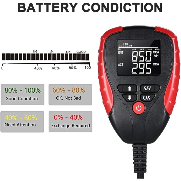 12V Bilbatteritest med CCA-läge Digital AH/CCA Batteritest