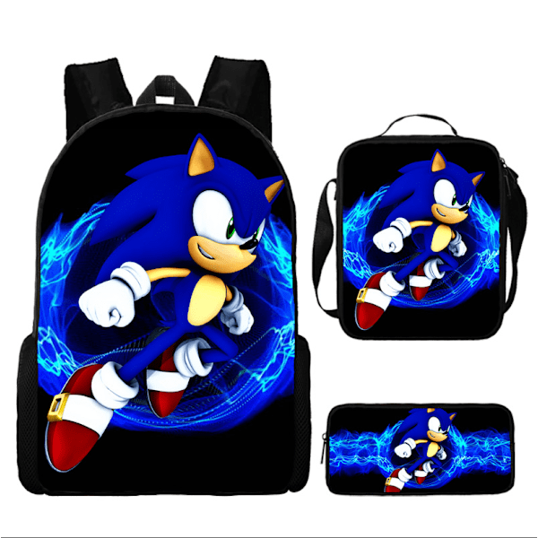 Sonic skolryggsäck för barn, matlåda, pennfodral set om tre - spotförsäljning 38