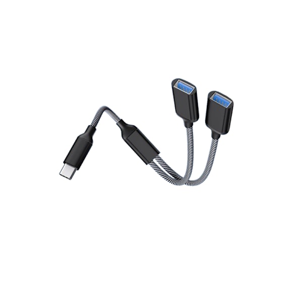 Typ-C til dobbel USB 2.0-adapter Sort