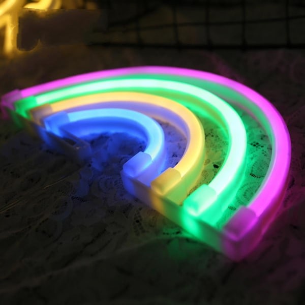 Regnbågs neonljusskyltar,regnbågsväggdekor kompatibel med flickor Barn Baby Room Led-lampa Rainbow Decor Barnpresenter, batteri eller USB -ES