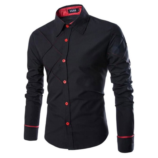 Miesten paidat Classic Business Shirt Button Muodolliset paidat Musta XL