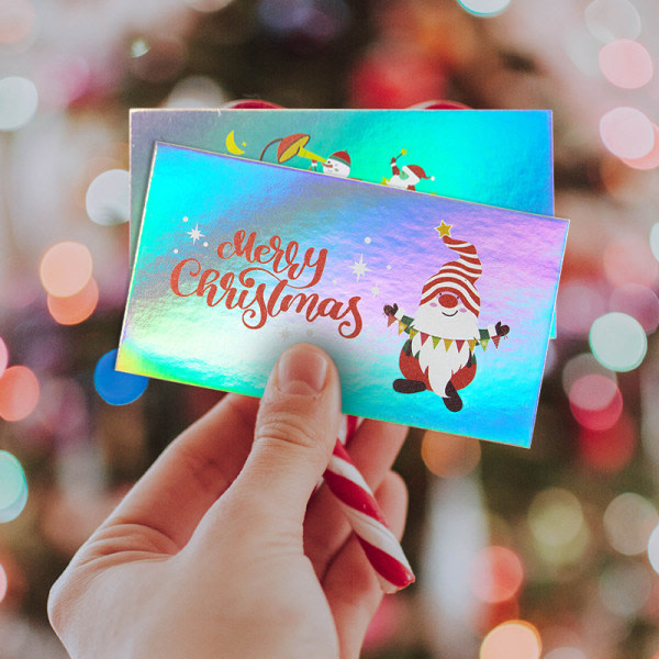 100 DIY-festinbjudningskort Rainbow Laser Cards Santa Claus sno