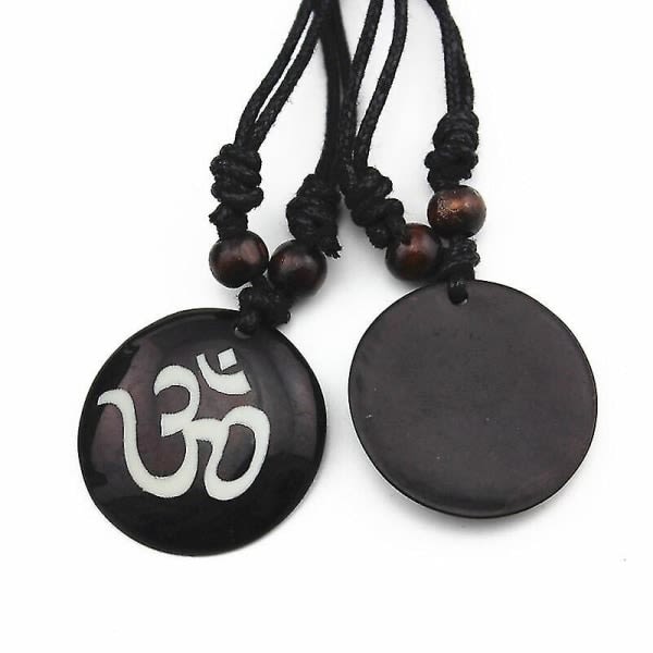 Aum Om Ohm Hindu Buddhist Hinduisme Yoga Indien Yak Bone Carving Vedhæng Halskæde Amulet Lucky Gift Tribal Fashion smykker Mn578