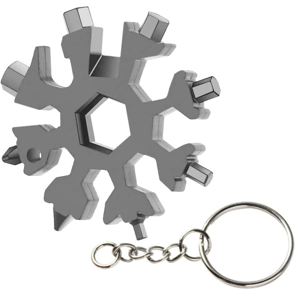 Snowflake Multi-Tool, 18-in-1 Portable Stainless Steel Multi-Tool Portable Keychain Screwdriver Bottle Opener