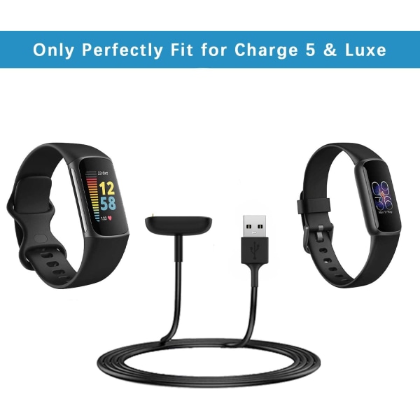 Download til Fitbit Charge 5 / Charge 6 / Luxe, [2-pack, 3,3 ft] Ersättningsladningskabel