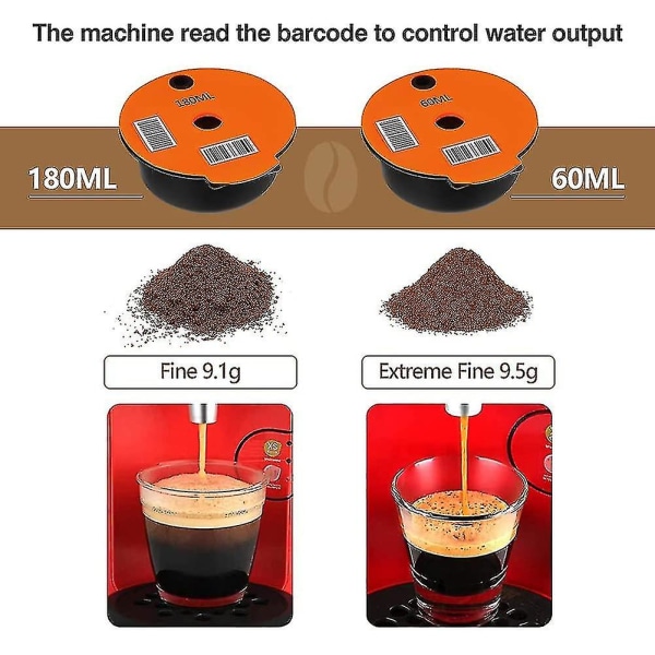 60 ml / 180 ml gjenbrukbare kaffekapselkapsler for Bosch-maskin Tassimo etterfyllbar filtermaskinkapsel (størrelse: 180 ml)
