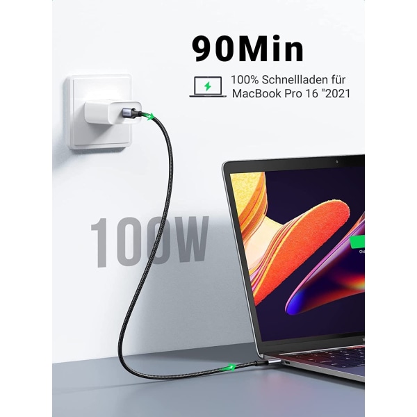 USB C til USB C kabel, 60W PD 3.0 QC 4.0/4.0+ USBC opladningskabel kompatibel