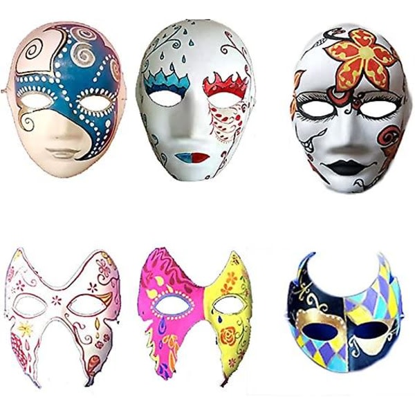 DIY White Paper Mask Pulp Blank Handmålad Mask Personlighet Kreativ Gratis Design Mask