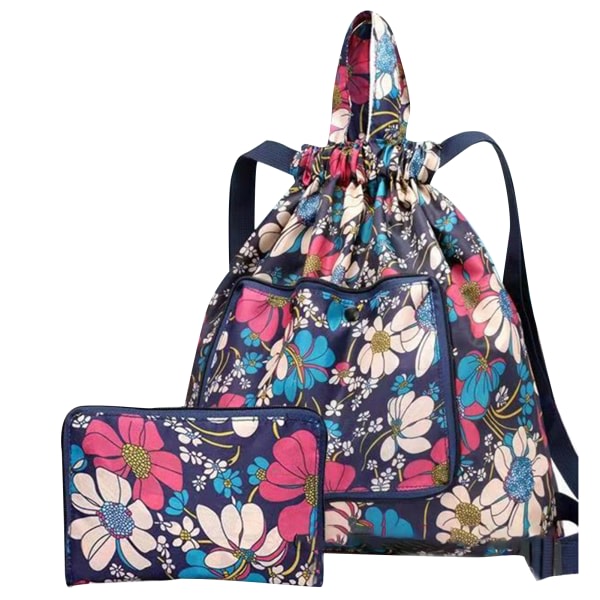 Multifunksjonell hopfällbar bärbar shoppingväska, ryggsäck med dragsko for damer for camping utendørsaktivitet 4