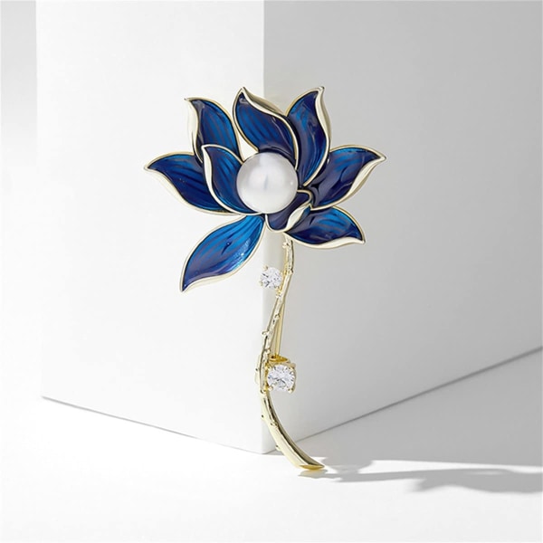 Blå lotus broche niche design temperament broche kvinde