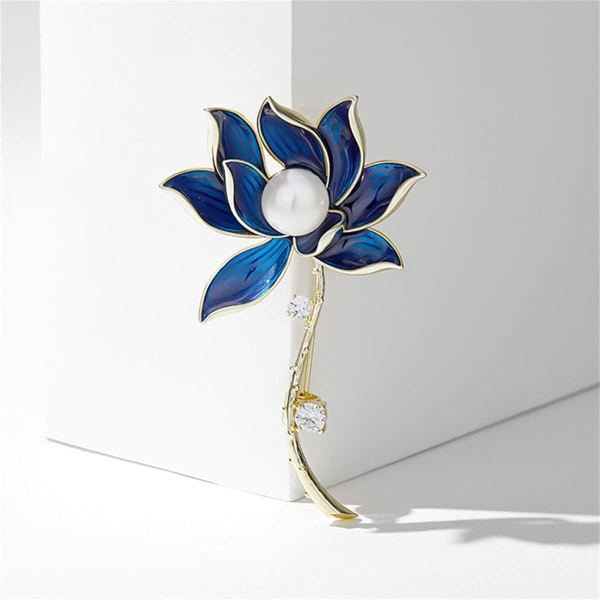 Blå lotus brosje nisje design temperament brosje femal