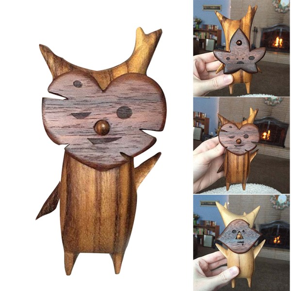 Handgjord træ Korogu skrivebordsprydnad Speltema Tecknad figur Dekorativ leksak til spilfantaster 15*8cm Løv