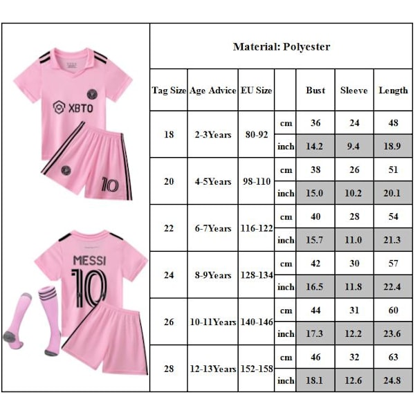 Fodboldtrøje Børn #10 MESSI Fodboldtrøjesæt Fodboldtræningsuniformsæt 28#