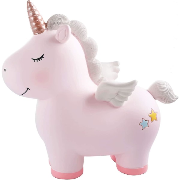 Ihana Rainbow Unicorn Piggy Bank tytöille, Resin Unicorn