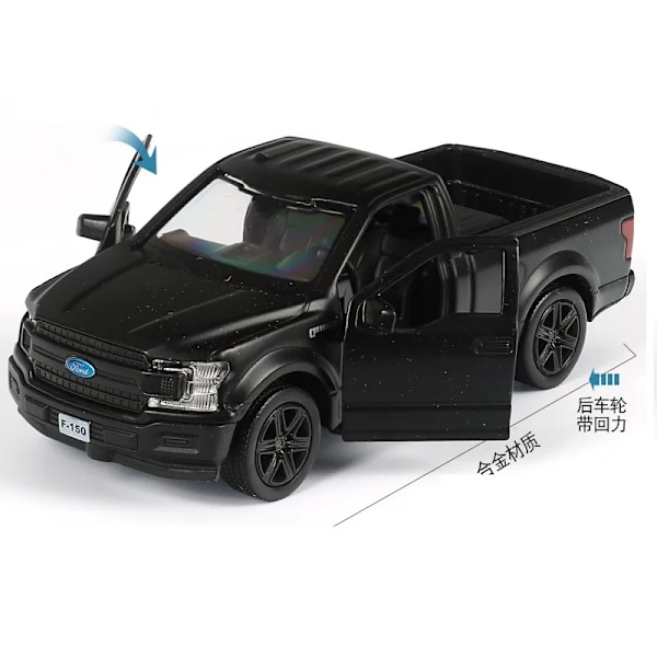1:36 Painevalettu auto, valtuutetut mallit, tumman musta sarja, hienosti tehty keräilylelu, pienet miniautot, 12,5 cm taskulelu pojille 045M-Ford F150
