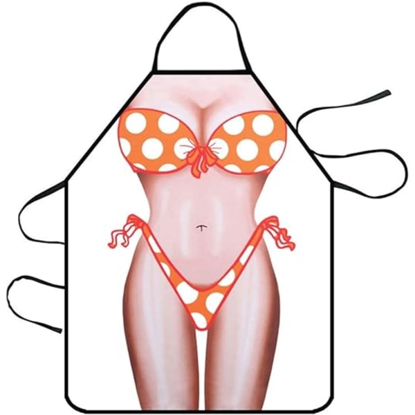 Rolig nyhet matlagningsförkläde, sexigt køkkensförkläde Matlagning BBQ Party Vuxna kockar förkläde for män kvinnor Rolig present (orange bikini kvinder)