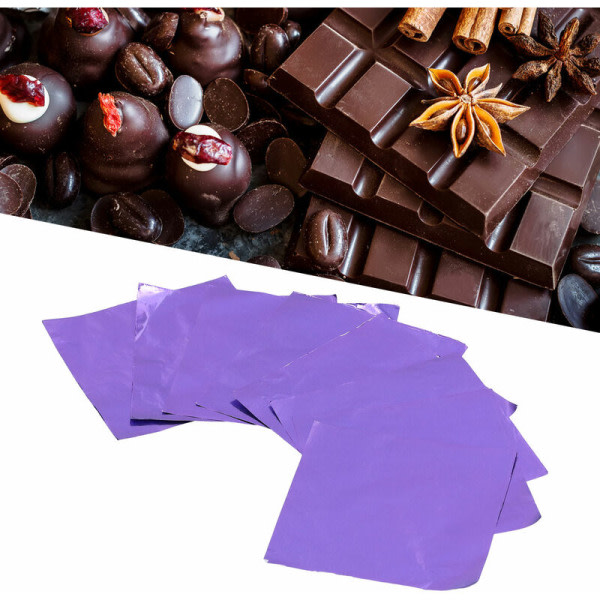 50 st DIY bakinslagspapper glänsande alumiinifoliepapper för hem Choklad sött bageri (lila)