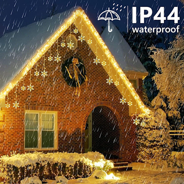 Fairy Lights, Snowflake Curtain Lights, 96 LEDs 3.5*0.8M O