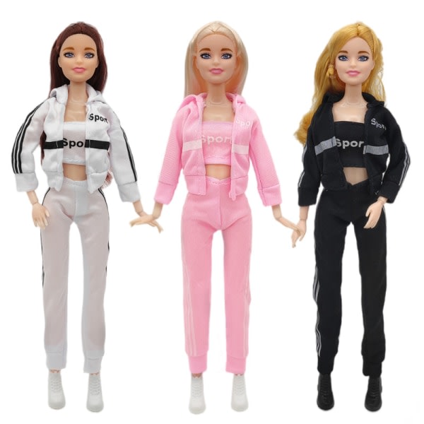 3stk Barbie sportstøj 30cm dukketøj studenterlegetøj pigekjole