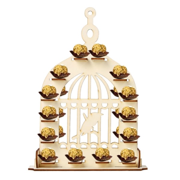 Chokladgodisställ Träfågelburformat sockerdessertställ Självmonterande Hemfest Serveringsdekor Bildsektion