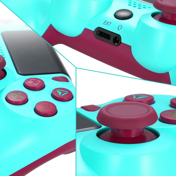 PS4 Trådløs Controller, Playstation 4 Fjernbetjening med Opladningskabel, Berry Blue Controller, Ny Model