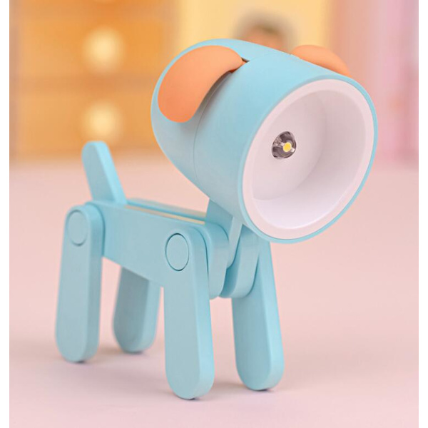 Blå hvalp kreativ håndled mini natlampe ins vind studentergave tegneserie dyr foldbar lille bordlampe med ører