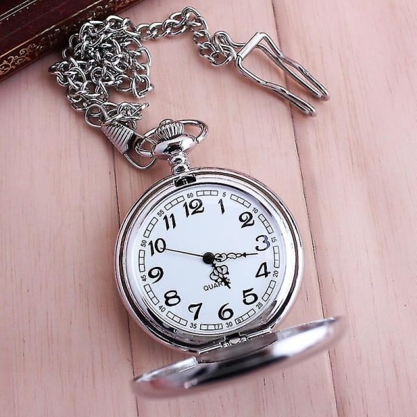 Ur Vintage Smooth Quartz Watch Klassisk Fob ur med kort kæde til mænd kvinder fødselsdagsgave