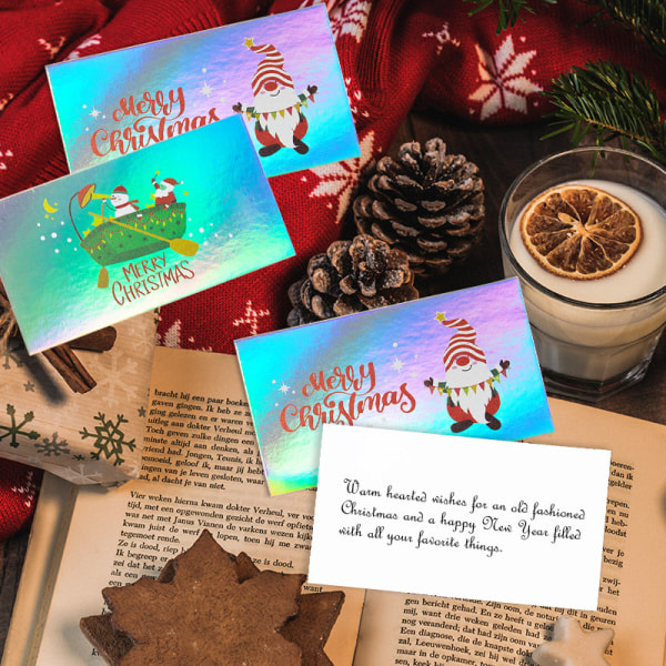 100 DIY-festinbjudningskort Rainbow Laser Cards Santa Claus sno
