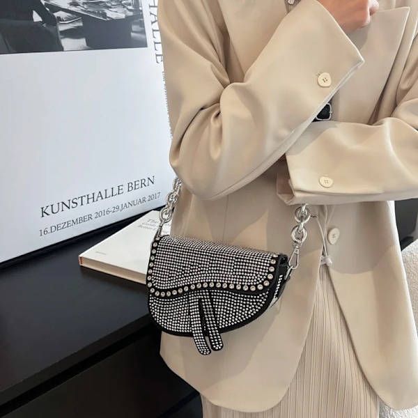 Dametaske Trend højkvalitets tyk kæde Bright Diamond Luksus Designer Crossbody-tasker Mode sadeltaske Type 7 Type 7 L21cm W14cm H6cm