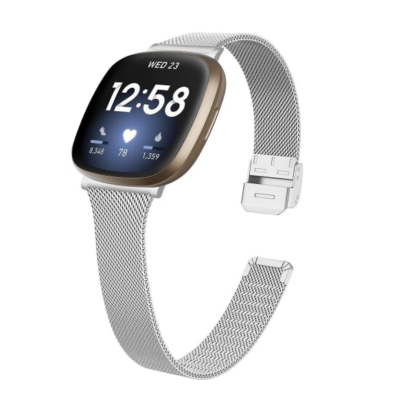 För Fitbit Versa 4/Sense 2 klocka i rostfritt stål Milanese Smart Band Watch ersättning