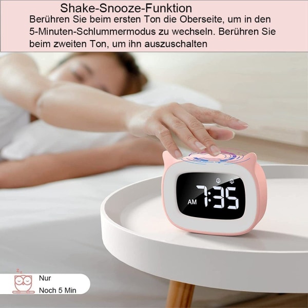 Digital väckarklocka för barn, LED-nattlampa, radioklocka med snoozefunktion