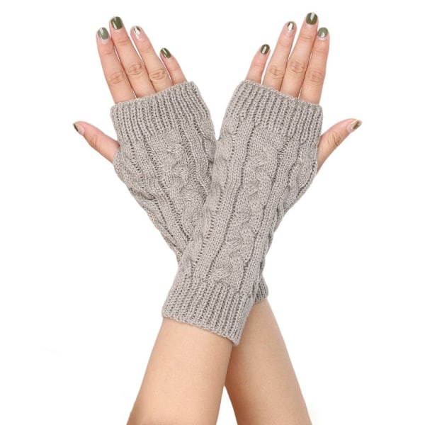 Halvfingerlösa handskar, handledsvärmare, vinterstickade varma handskar