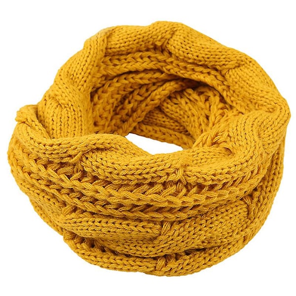 Kvinners tykk vintervarm kabel infinity sirkel loop skjerf Yellow