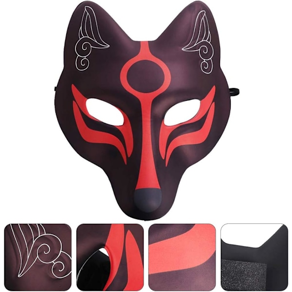 Fox Japansk Kabuki Kitsune Masker for Menn Kvinner Barn