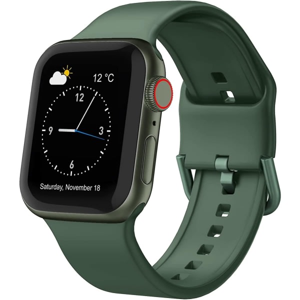 Yhteensopiva Apple Watch Ranneke 45 mm 44 mm 42 mm silikoni sportband Klassiskt spännbytesband för Iwatch-serien Se 7 6 5 4 3 2